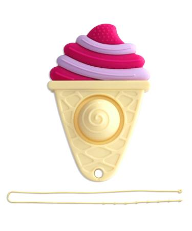 FATEORT Baby Teething Toys for Babies 6-12 Months  Ice Cream Shape Silicone chew Toys  BPA Free  Christmas Gift for Baby Relief 6+Months Baby Gum Discomfort rose