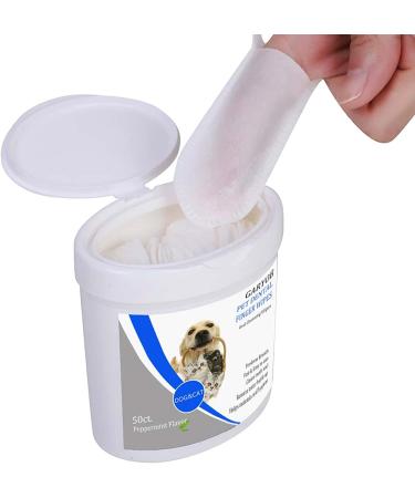 Pet Dental Finger Wipes for Dogs & Cats - Freshen Breath & Improve Oral Health - 50 Pads - Buy Online on SooperMarket.com