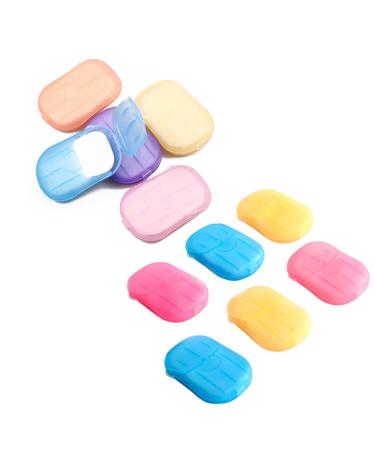 TXIN 200 Sheets (10 Boxes) Disposable Hand Washing Cleaning Paper Soap Flakes Mini Bath Slice Sheets Scented Foaming Paper Soap for Travel Camping Hiking