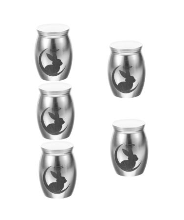 GANAZONO 5pcs Rabbit Urn Dog Urns for Ashes Mini Urns for Ashes Small Pet Urn Bunny Pet Urns Stainless Steel 4.00X3.00X3.00CMx5pcs Silverx5pcs