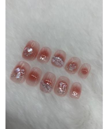 Hand wear nail wearable nail short powder blusher diamond glitter nail patch advanced whitening false nail (Color : 1 Size : M) - Buy Online on SooperMarket.com
