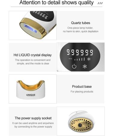 IPL Hair Removal Device with Ice Cooling Technology - 999,999 Flashes, 2 Modes, 5 Intensity Levels, Painless Permanent Hair Eraser for Men and Women - Buy Online on SooperMarket.com
