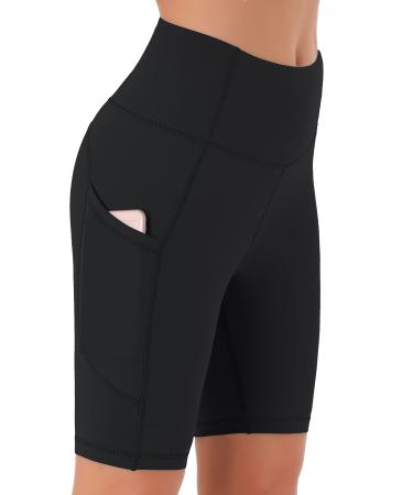 Persit Women's Short Leggings Opaque Cycling Shorts with Pockets L Black