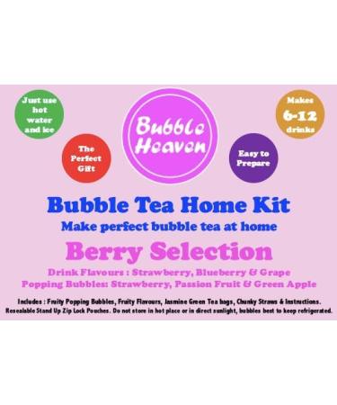 Fruity Berry Selection Boba Bubble Tea Make at Home Kit 6-12 Extra Large Drinks - Buy Online on SooperMarket.com