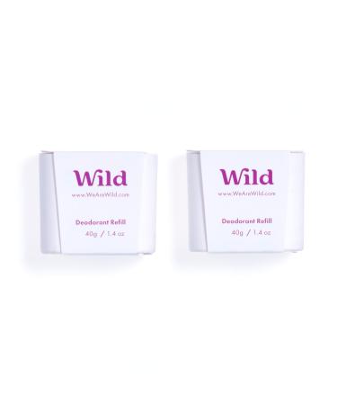 Wild - Natural Refillable Deodorant - Coconut & Vanilla Refill Duo Pack - Vegan & Eco-Friendly - Aluminium Free - Long Lasting Protection - 100% Natural Ingredients - 2 Pack of 40g Refills Coconut & Vanilla 40 g (Pack of 2)