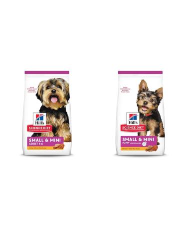 Hill's Science Diet Adult Small & Mini Chicken & Brown Rice Recipe Dry Dog Food 15.5 lb bag & Puppy Small & Mini Chicken Meal & Brown Rice Recipe Dry Dog Food 4.5 lb bag
