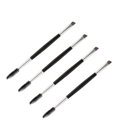 4 Pieces Black Double-head Eyebrow Brush Multi-functional Mini Eyelash Brush Eyebrow Spoolie Double Handle Angled and Eyebrow Comb for Tinting Angled Eyebrow