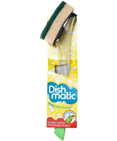 Dishmatic Fillable Washing up Brush and Sponge with 3X Refills - Easy Grip Dish Cleaner + Bonus - General Purpose Dishmatic Brush - Buy Online on SooperMarket.com
