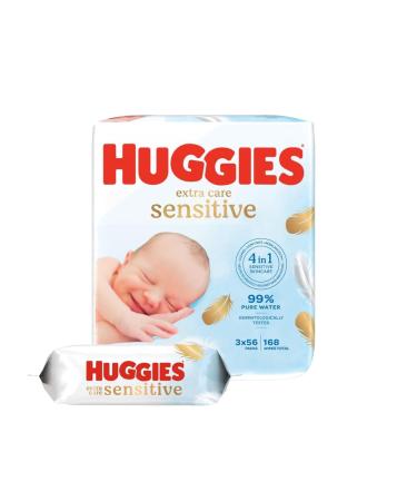 Huggies Pure Extra Care Baby Wipes For the whole body 99% pure water Fragrance-free 3 x 56 wipes Triopack