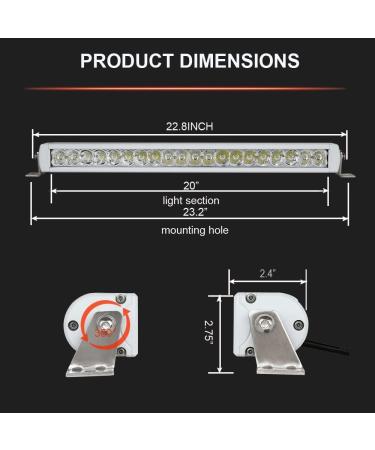 BiglionX 22 Waterproof LED Boat Light Bar - 200W 22000LM Spot&Flood Combo, Marine Grade IP68 Deck Yacht Headlights - 12V 24V - Buy Online on SooperMarket.com