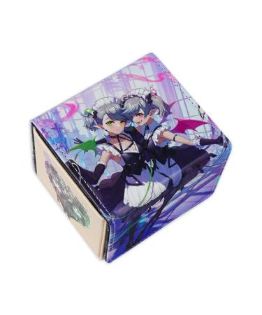 BlackLotos Leather Card Sotrage Box Magnetic Trading Card Collection Box Fit 100+ Double Sleeved YGO Cards for Collectible Cards Deck Playing Card Box (Purple)