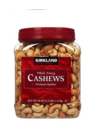 Sea Salt salted whole Cashews, 40 OZ (2.5 LBS, 1.13 kg) Extra Fancy, Kirkland Salt,Salted 40 Ounces