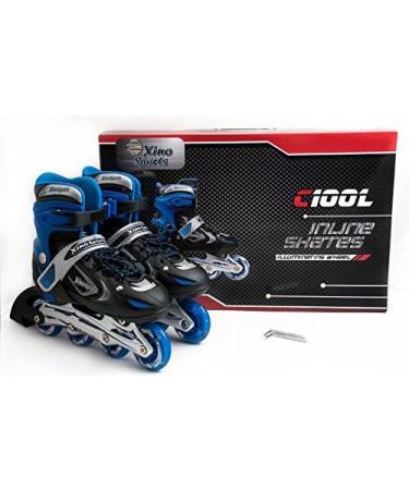 Xino Sports Kids Adjustable Inline Skates with LED Light Up Wheels - Blue Youth Big Kid Large - 5-8 - Buy Online on SooperMarket.com