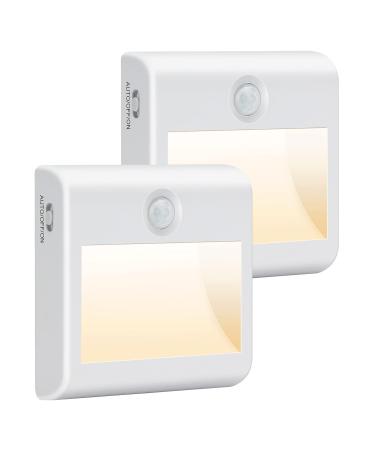 Night light with motion detector Battery operations 2 pieces of LED Nachtlicht with 3 modes (car/out/one) children with adhesive for children's room bedroom stairs hallway kitchen natural white