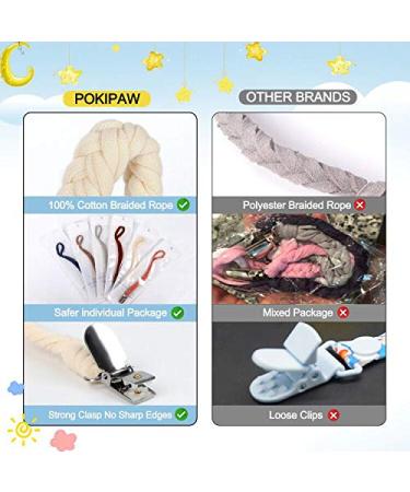 POKIPAW Pacifier Clip for Boys and Girls  6 Pack Baby Pacifier Holder Leash 100% Handmade Braided Fits All Pacifiers & Teething Toys Modern Unisex Baby Gift Colorful - Buy Online on SooperMarket.com