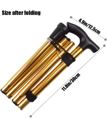 Folding Cane Adjustable Lightweight Aluminum Offset Cane-Foldable Cane Very Suitable for Daily Life to Assist Restricted Exercise Golden - Buy Online on SooperMarket.com