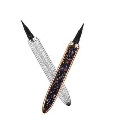 HAPINARY 2pcs Diamond Eyeliner Precise Eyeliner Self Stamp Lash Gold Eyeliner Cosmetic Pens Rose Gold Plated 1 count (Pack of 1) Black