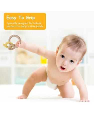 Vicloon Silicone and Wood Teething Toy for Baby - Easy to Clean Octopus Teether Chew Toy for Boys & Girls (Grey - Buy Online on SooperMarket.com