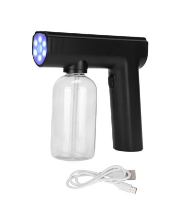 Portable Nanometer Mist Sprayer Gun Rechargeable Nano Electric Handheld with Light Fogger Multifunctional Wireless Cleaning for Home School Office or Garden (Black)