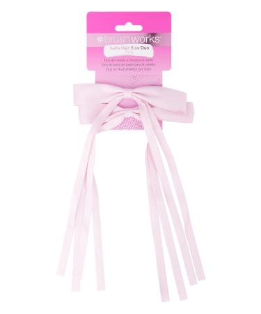 Brushworks Satin Hair Bow Duo Pink