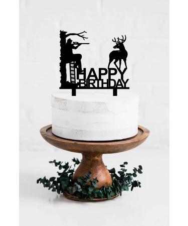 Hunting Birthday Cake Topper - Hunter in Tree Stand Aiming the Deer - Camping Themed Deer Hunter Cake Topper for Men' Birthday Party Supplies (Deer Hunter) - Buy Online on SooperMarket.com
