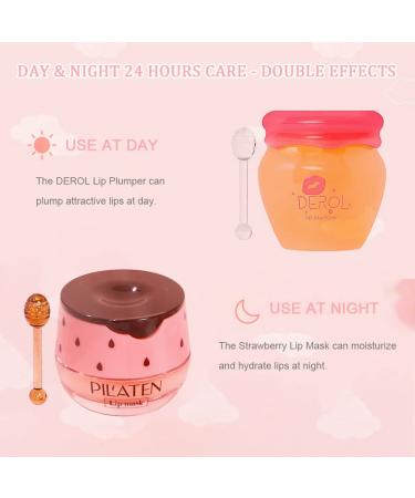Shop Lip Plumper Set: Hydrating Lip Mask Gloss and Exfoliator - Strawberry & Ginger for Soft Luscious Lips - Buy Online on SooperMarket.com