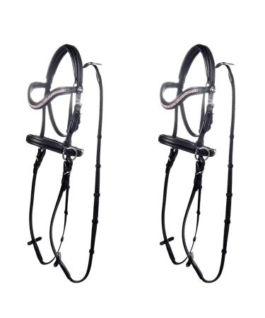 HKM Bridle Bitless Funny Horses black/pink Shetland Pony (Pack of 2) Shetland Pony (Pack of 2) Single Black/Pink
