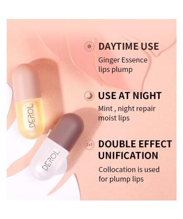 Derol Lip Plumper Set with Lip Care Serum - Moisturizing, Plumping, and Reducing Fine Lines - 2 Packs for Day and Night - Enhance Your Beauty Lips with Natural Gloss (lip plumper) - Buy Online on SooperMarket.com
