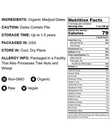 Organic Medjool Dates 2 Pounds | Non-GMO, Whole Dried Dates with Pits | Large Size, Unsweetened, Unsulphured | Vegan, Sirtfood, Bulk - Good Source of Potassium, Magnesium, and Fiber | 2 lb Pack - Buy Online on SooperMarket.com