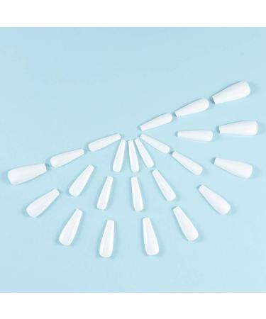 Brishow Long Coffin False Nails - White Ballerina Stick on Nails for Women and Girls - Buy Online on SooperMarket.com