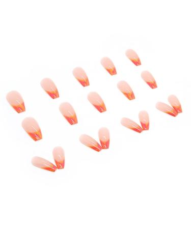 RUNRAYAY 24pcs Orange Press on Nails - Medium French Tips Artificial Nails for Women & Girls | Easy Glue-On Fake Nails - Buy Online on SooperMarket.com