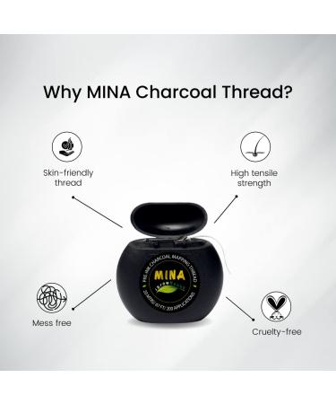 MINA ibrow Pre-Inked Microblading String | Bamboo Charcoal Thread | Mess-Free Eyebrow Mapping Tool | White 20M - Buy Online on SooperMarket.com