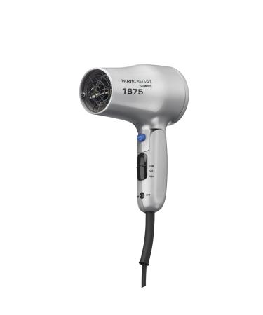 Conair 1875 Watt Compact Dual Voltage Travel Hair Dryer with Folding Handle, Grey
