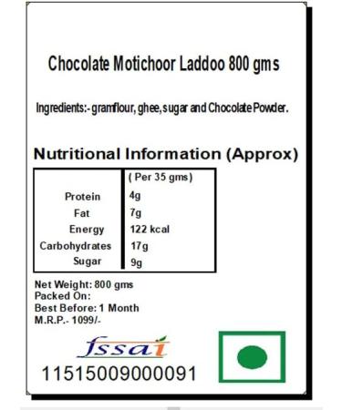 Jaiccha Ghasitaram Rakhi Gifts for Brothers Chocolate Motichoor/Boondi Laddoo 800 GMS with Beads Rakhi - Buy Online on SooperMarket.com