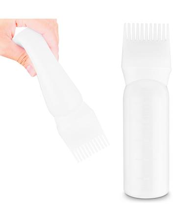 WLLHYF Root Comb Applicator Bottle 6 Ounce Hair Oil Applicator 1 Pack Applicator Bottle Brush with Graduated Scale Hair Root Comb Color Applicator for Hair Dye (White)