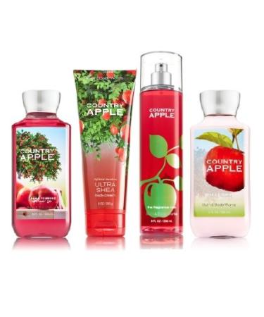 Bath & Body Works COUNTRY APPLE Deluxe Gift Set - Body Lotion - Body Cream - Fragrance Mist & Shower Gel Full Size