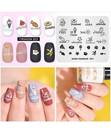 Nail Stamping Plate Fashion Food Fruit Summer Cake Fish Ice Cream Theme Multi-Pattern Stamp Print Image Stamp Template Nail Art for Nail Design 6# - Buy Online on SooperMarket.com