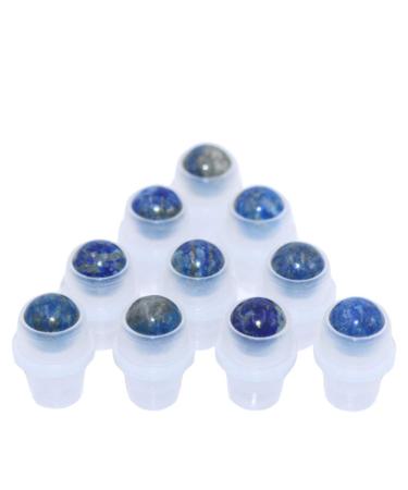 Furnido 10 Pack Natural Crystal Stones Roller Balls For Essential Oils Use of Standard 5ml 10ml Replacement Roller Balls Essential Oil Roller Bottles Polished Gemstone With Plastic Insert Lapis Lazuli