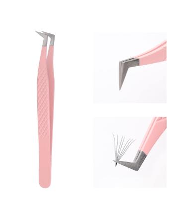 Lash Extension Tweezers Stainless Steel Volume Lash Tweezers Curved Precision Tweezers 90 Degree Angle Boot Great for Larger Fans Eyelash Extension Tweezers Professional 90° Boot Tweezer