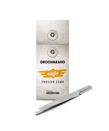 Groomarang Eagle Tweezer Comb German Stainless Steel Sharp Slanted Tip Leather Pouch