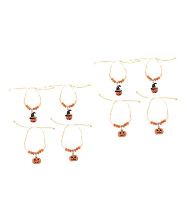 ABOOFAN 8 Pcs Halloween Bracelet Beads Bracelets Witch Bracelets Women Kid Halloween Bag Filler Pumpkin Pendant Bracelet Gemstone Beads Alloy Bracelets Alloy Fittings Gift Child Jewelry