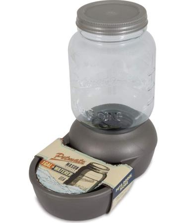Petmate Mason Inspired Replendish Gravity Waterer, Water Dispenser for Dogs and Cats, 0.5  4 Gallons Silver 1 GAL