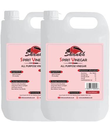 Shankh All Purpose Distilled White Vinegar 5L Perfect for Cleaning Pickling Marinating & Cooking - Produced in The UK (5% Acidity) - Pack of 2 - Buy Online on SooperMarket.com