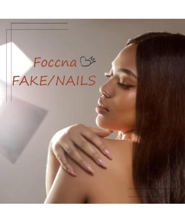 Foccna Square Pearl Pink Press on Nails - 24 pcs Long Acrylic False Nails for Women and Girls - Buy Online on SooperMarket.com