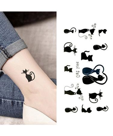 Oottati Small Cute Temporary Tattoo Cats Love Totem (2 Sheets)