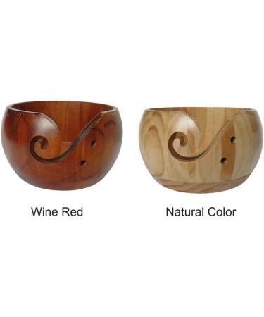 Beiyoule Handmade Bamboo Yarn Bowl - Knitting Wool Holder for Crochet and Embroidery - Wine Red - Buy Online on SooperMarket.com