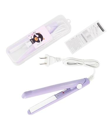 Mini Hair Straightener 2 in 1 Straight and Curly Hair Flat Iron Ceramic Tourmaline Plate 100-240V 20W US Plug (Purple)