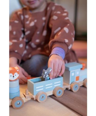 Kindsgut Holz-Reisenbahn - Sustainable Wooden Train Set with Zoo Animals | High-Quality Eco-Friendly Toy in Dark Gray - Buy Online on SooperMarket.com