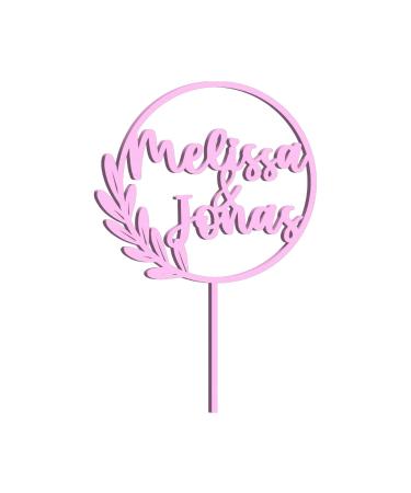 Cake topper personalized with name - natural wood decoration accessory cake material: birch multiplex (birch multiplex-pink)