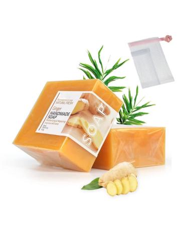 Buy Vegan Ginger Bar Soap - Lymphatic Detox Natural & Organic Soap Gift Set with Soap Savers for Men Women & Kids | International Shipping Available - Buy Online on SooperMarket.com